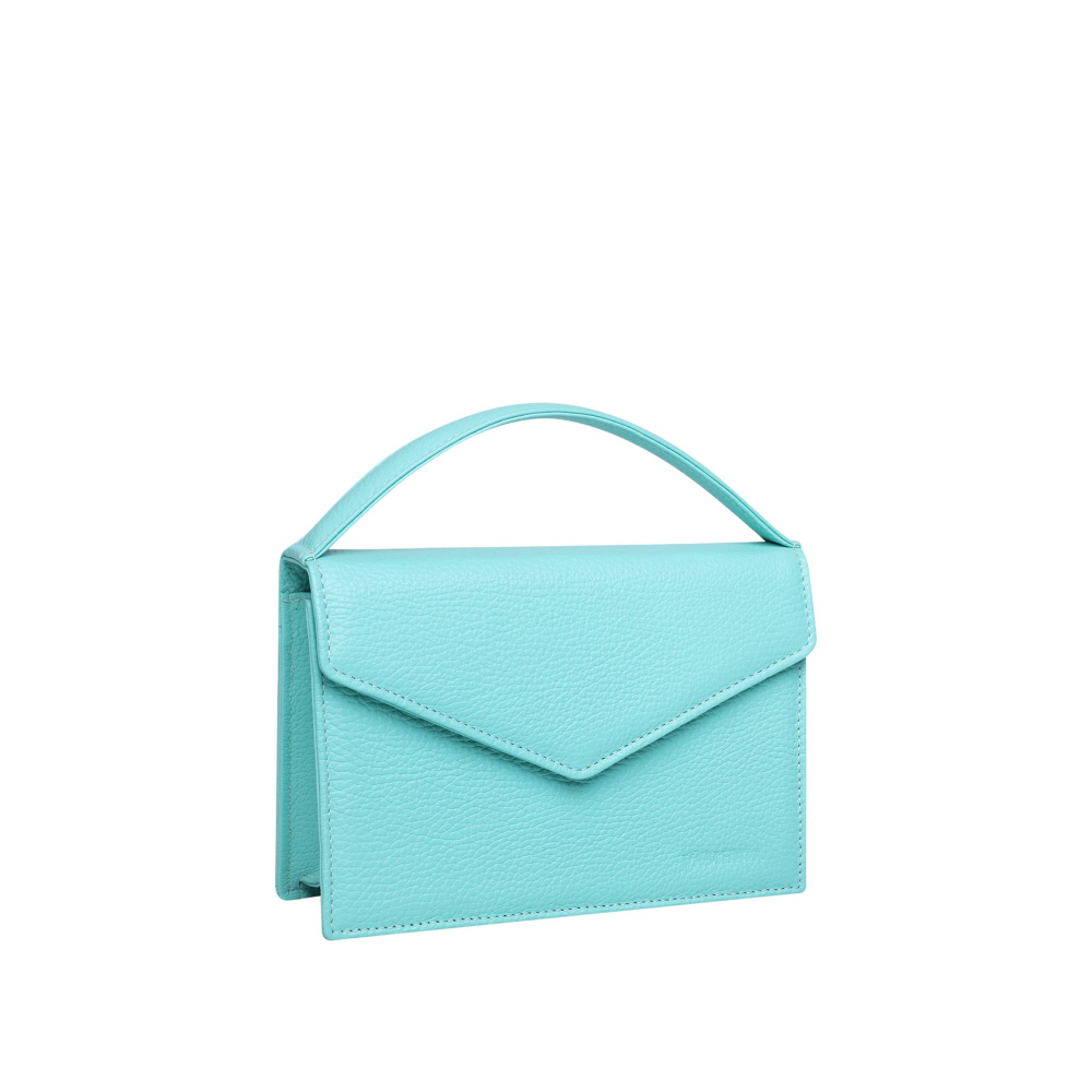 Small Handle Bag made of grained calfskin turquoise